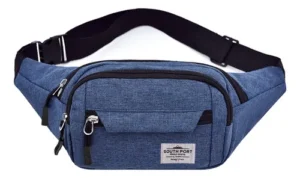 Riñonera Unisex Bandolera Porta Celular Tarjeta X4 Cierres Color Azul