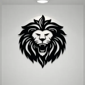 Cuadro Decorativo Cabeza De León Calado En Madera Mdf Negro Negro