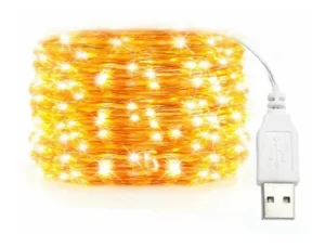 Cable Hilo Alambre Luz Led Calida 3 Mts Con Usb