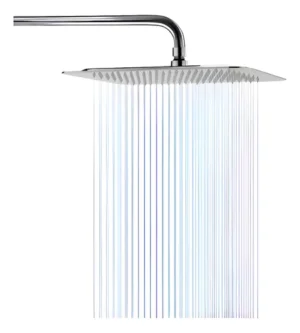 Flor Ducha Cuadrada Acero Inoxidable + Brazo Caño Cromado Color Gris