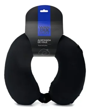 Almohada de Viaje Wanderlust Inteligente Viscoelástica Memory Foam Color Negro Liso Confort