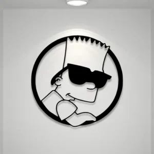 Cuadro Decorativo Bart Simpson Calado En Madera Mdf Negro Negro