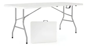 Mesa Para Jardin Exteriror Plegable Camping Portatil Picnic 150 x 70 Cm Color Blanco Gardenlife