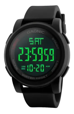 Reloj Digial Deportivo Gadnic Sumergible 50mts Alta Calidad Color De La Malla Negro